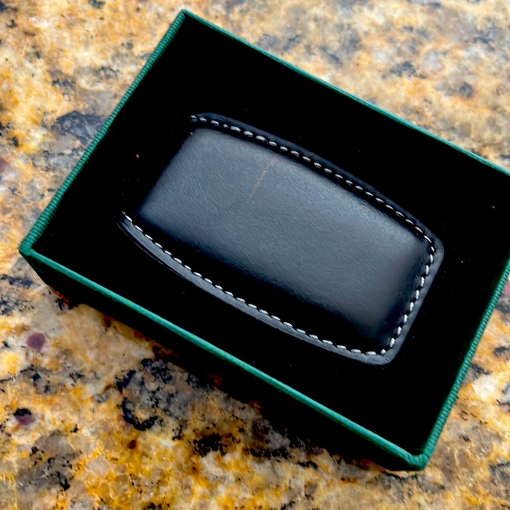 Sheridan black leather money clip